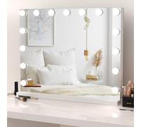 Dripex Hollywood Vanity Mirror with Lights, 58×45cm Large Lighted Makeup Mirror with 15 Dimmable Bulbs, 3 Color Modes, Touch Screen Control, Adapter Plug, Tabletop or Wall Mounted Mirror For Bedroom