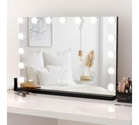 Dripex Hollywood Vanity Mirror with Lights, 58×45cm Large Lighted Makeup Mirror with 15 Dimmable LED Bulbs, 3 Color Modes, Adapter Plug, Tabletop or Wall Mounted Mirror For Bedroom(Black)