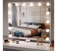 Dripex Hollywood Vanity Mirror with Lights, 60 x 52 cm Large Lighted LED Makeup Mirror with 14 Dimmable Bulbs, 3 Color Modes, Adapter Plug, Tabletop or Wall Mounted Mirror For Bedroom Dressing Room