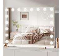 Dripex Hollywood Vanity Mirror with Lights, 80×60 cm Large Makeup Mirror with 18 Dimmable LED Bulbs, 3 Lighting Modes, Type-C and USB Output Port, Tabletop or Wall Mounted Light Up Mirror For Bedroom