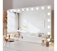 Dripex Hollywood Vanity Mirror with Lights, 90×60cm Large Makeup Mirror with 20 Dimmable LED Bulbs, 3 Lighting Modes, Type-C and USB Output Port, Tabletop or Wall Mounted Light Up Mirror For Bedroom