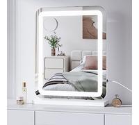 Dripex Hollywood Vanity Mirror with Strip Light, 40x50 cm, White | 3 Colour Modes, Adjustable Brightness, Memory Function, Tabletop or Wall Mount, USB Powered, for Bedroom & Dressing Room