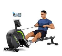 Dripex Indoor Rower Machine, Rowing Machines for Home Use, 16 Levels Silent Magnetic Resistance, Space-Saving Foldable Rower, Dual Rails, 130kg Load, Bluetooth LCD, Full Body Fitness for UK Apartments