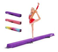 Dripex Kids Balance Beam - 240cm Portable Folding Balance Beam with Carry Handles, High Density EVA Faux Suede Gymnastics Beam for Home Gym Exercise