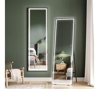 Dripex LED Full Length Floor Standing Mirror, 150x40CM Wall Mounted Mirror with Dimming & 3 Color Lighting for Bedroom (Black Frame)