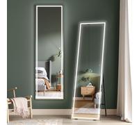 Dripex LED Full Length Floor Standing Mirror, 160x40CM Wall Mounted Mirror with Dimming & 3 Color Lighting for Bedroom (Black Frame)