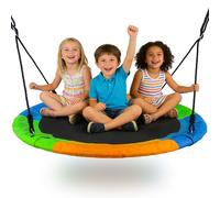 Dripex Nest Swing Children's Tree Swing Seat Round Basket for Outdoor Backyard Garden, Oxford, Multicolor, 120cm, 150 kg Capacity