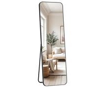 Dripex Rectangle Mirror Full Length, 160 x 50cm Full Body Mirror with Stand, Standing/Leaning/Hanging for Living Room Bedroom, Rounded Corners, Black