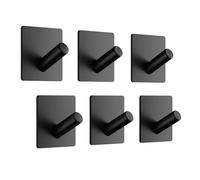 Dripex Self Adhesive Hooks - Set of 6, Stainless Steel - Strong Sticky Hooks for Hanging Towels, Bathroom Towel Hooks, Tea Towel Hooks, Stick on Hooks