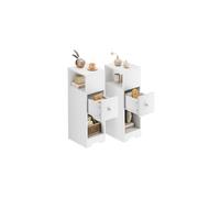 Dripex Slim Bedside Table, Set of 2 Narrow Bedside Cabinet with Storage Drawer, Wooden End Table Space Saving, 4 Tier Nightstand for Bedroom, Living