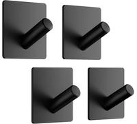 Dripex Stainless Steel Self Adhesive Hooks - Set of 4, Strong Sticky Hooks for Hanging Towels, Bathroom & Kitchen Use