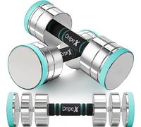 Dripex Steel Adjustable Dumbbells Set 2.5kg 5kg 7.5kg 10kg 15kg 25kg Weight | Dumbbells Pair, Weights for Women Men, Sold in Pair/Single, Foam Handle, Home Gym Fitness Training, Silver Black