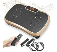 Dripex Vibration Plate Exercise Machine, Whole Body Workout Fitness Vibration Plate, Vibration Power Plate with Resistance Bands,Slim Vibration Platform for Home Training & Shaping,99 Levels-Gold