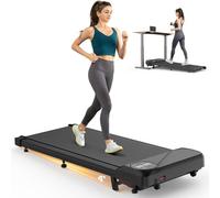 Dripex Walking Pad Treadmill w/Manual Incline, 2.5HP Under Desk Treadmill with Shock-absorbing Cushions, Walking Running Machine with Remote Control & LED Display, Speeds 1-6km/h, No Assembly