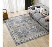 Dripex Washable Large Vintage Rug 160x230cm, Blue Machine Washable Non Slip Luxury Soft Traditional Joggy Oval Rug