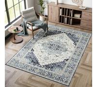 Dripex Washable Traditional Vintage Navy Blue Rug - 120x170cm, Soft Non-Slip Machine Washable Rug for Bedroom or Living Room