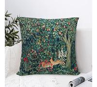 Dripglw William Forest Animals Rabbits Blue Green Red Floral 11 Morris Pillow Covers 45.7 x 45.7 cm Aesthetic Pillow Bedroom Decorative Pillow Cover Home Decor Living Room Pillow Cover Bed Sofa Couch