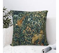 Dripglw William Greenery Forest Animals Pheasant Fox Green Floral 15 Morris Throw Pillow Covers 18x18 Inch Aesthetic Pillow Decorative Pillowcase Home Decor Living Room Cushion Case Bed Sofa Couch