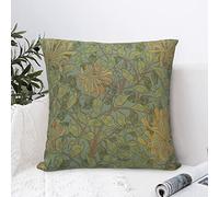 Dripglw William Honeysuckle 16 Morris Throw Pillow Covers 18x18 Inch Aesthetic Pillow for Bedroom Velvet Decorative Pillowcase Home Decor Living Room Cushion Case for Bed Sofa Couch