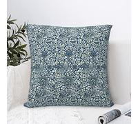 Dripglw William Indigo Blue and White 18 Morris Throw Pillow Covers 18x18 Inch Aesthetic Pillow for Bedroom Velvet Decorative Pillowcase Home Decor Living Room Cushion Case for Bed Sofa Couch