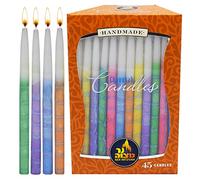 Dripless Chanukah Candles Standard Size - Decorated Multi Colored Hanukkah Candles Fits Most Menorahs - Premium Quality Wax - 45 Count for All 8 Nights of Hanukkah - by Ner Mitzvah