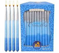 Dripless Chanukah Candles Standard Size - Decorated Ombre Blue & Silver Hanukkah Candles Fits Most Menorahs - Premium Quality Wax - 45 Count for All 8 Nights of Hanukkah - by Ner Mitzvah