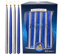 Dripless Chanukah Candles Standard Size - Metallic Blue & Silver Hanukkah Candles Fits Most Menorahs - Premium Quality Wax - 45 Count for All 8 Nights of Hanukkah - by Ner Mitzvah