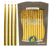 Dripless Chanukah Candles Standard Size - Metallic Gold Hanukkah Candles Fits Most Menorahs - Premium Quality Wax - 45 Count for All 8 Nights of Hanukkah - by Ner Mitzvah