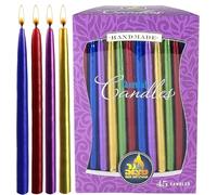 Dripless Chanukah Candles Standard Size - Metallic Multi Colored Hanukkah Candles Fits Most Menorahs - Premium Quality Wax - 45 Count for All 8 Nights of Hanukkah - by Ner Mitzvah