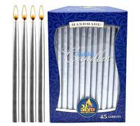 Dripless Chanukah Candles Standard Size - Metallic Silver Hanukkah Candles Fits Most Menorahs - Premium Quality Wax - 45 Count for All 8 Nights of Hanukkah - by Ner Mitzvah