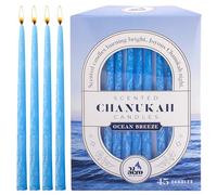 Dripless Chanukah Candles Standard Size - Scented Hanukkah Candles Fits Most Menorahs - Premium Quality Wax - 45 Count for All 8 Nights of Hanukkah - Blue - Ocean Breeze Scent
