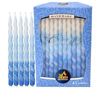 Dripless Chanukah Candles Standard Size - Spiral Ombre Blue & White Hanukkah Candles Fits Most Menorahs - Premium Quality Wax - 45 Count for All 8 Nights of Hanukkah - by Ner Mitzvah