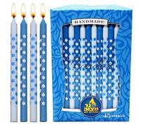 Dripless Chanukah Candles Standard Size - Star Decorated Blue & White Hanukkah Candles Fits Most Menorahs - Premium Quality Wax - 45 Count for All 8 Nights of Hanukkah - by Ner Mitzvah