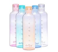 DRIPP 500ml Glass Water Bottle BPA-Free Leak Proof Ideal for School Home Office Travel Sport Yoga Gym Hot Cold Drinks Motivational Drinking Bottle with Time Markings (Orange)