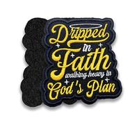 Dripped In Faith Walking Heavy In God's Plan Morale Patch Christian Religious Bible Embroidered Hook and Loop Patch for Military Style Gear 3 Inches for Backpack Vest Hat Dog Harness Gifts for Mom Dad