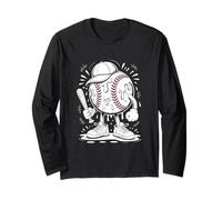 Dripping Baseball Mascot Funny Sports Player Batter Long Sleeve T-Shirt
