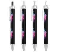 Dripping Bisexual Trans Heart Novelty Ballpoint Pen Printed Retractable Black Round Barrel Fine Point Pens 0.5mm 1/2/4 Pcs