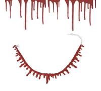 Dripping Blood Necklace, Horror Vampire Red Clavicle Necklace Drip Blood Pendants, Imitation Bleeding Collar Neck Jewelry for Cosplay Role Play Stage Themed Events Performance