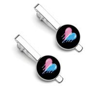 Dripping Heart Trans LGBTQ Transsexual Casual Tie Clips for Men 1 Pair Classic Tie Bars Suit Jewelry Gift for Father Husband Boyfriend 5.5x2.2cm