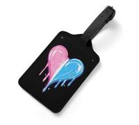 Dripping Heart Trans LGBTQ Transsexual Luggage Tags for Suitcase with Name Id Labels PU Leather Travel Baggage Tag Gift for Men Women