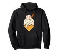 Dripping Ice Cream Baseball Home Plate Cute Sports Lover Pullover Hoodie