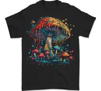 Dripping Magic Mushroom LSD Hippy Mens T-Shirt 100% Cotton Black M