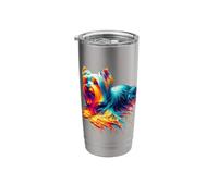 Dripping Paint Art Australian Silky Terrier Sydney Silky Stainless Steel Insulated Tumbler