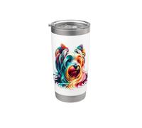 Dripping Paint Art Australian Silky Terrier Sydney Silky Stainless Steel Insulated Tumbler