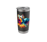Dripping Paint Art Australian Silky Terrier Sydney Silky Stainless Steel Insulated Tumbler