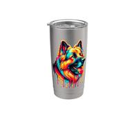 Dripping Paint Art German Shepherd GSD Alsatian Stainless Steel Insulated Tumbler
