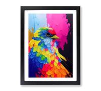 Dripping Paint Bird No.3 Abstract Framed Print for Living Room Bedroom Home Office Décor, Wall Art Picture Ready to Hang, Black A2 Frame (62 x 45 cm)