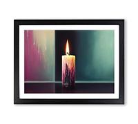 Dripping Paint Candle Framed Print | A2 Black Framed Wall Art | Ready to Hang | Modern Nature Picture | Living Room Bedroom Lounge Office
