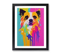 Dripping Paint Dog No.1 Abstract Framed Print for Living Room Bedroom Home Office Décor, Wall Art Picture Ready to Hang, Black A3 Frame (34 x 46 cm)