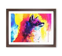 Dripping Paint Fox Vol.2 Abstract Framed Print | A3 Walnut Framed Wall Art | Ready to Hang | Abstract Animal Picture | Living Room Bedroom Lounge Office